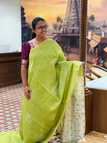 Cotton linen saree